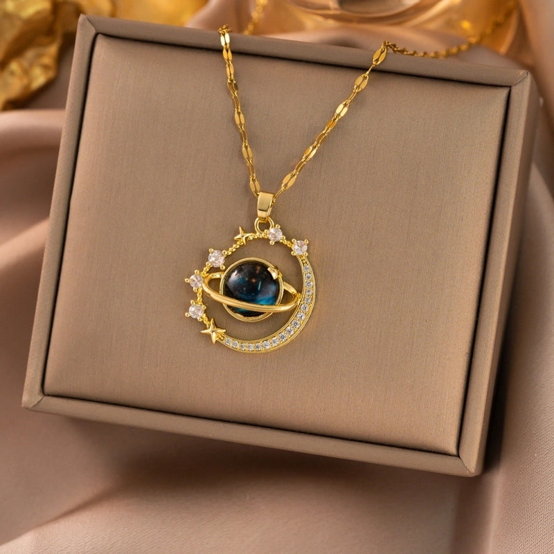 Elegant Animal Star Heart Shape Titanium Steel Rhinestones Plating Inlay Pendant Necklace