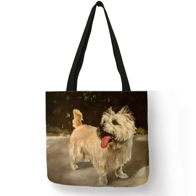 Linen Eco-friendly Tote Bag -  Westie Dog