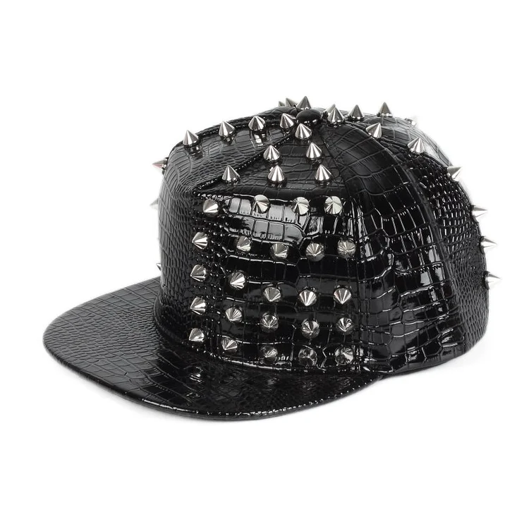 Whole European and American Punk Style custom men s recycled materialmetal brim rebound hats