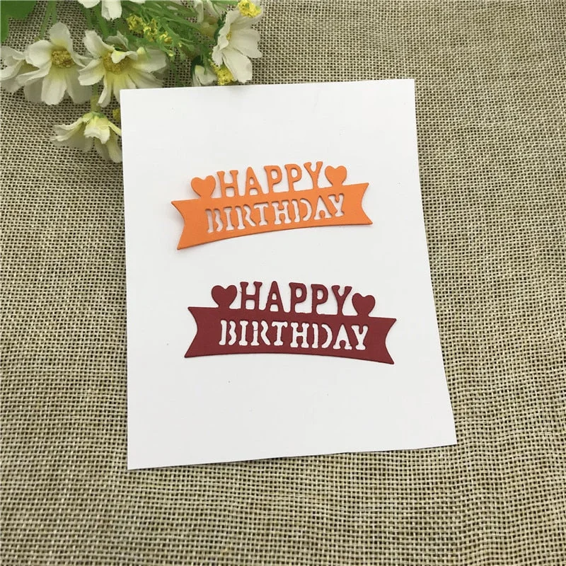 Happy Birthday Words Metal Cutting Dies Craft Stamps die Cut Embossing Card Make Stencil Frame Art Cutte