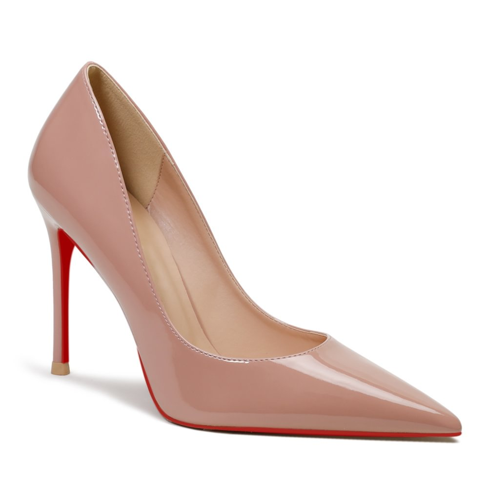 100mm Women's Red Bottom High Heels Party Daily Patent Pumps-MERUMOTE