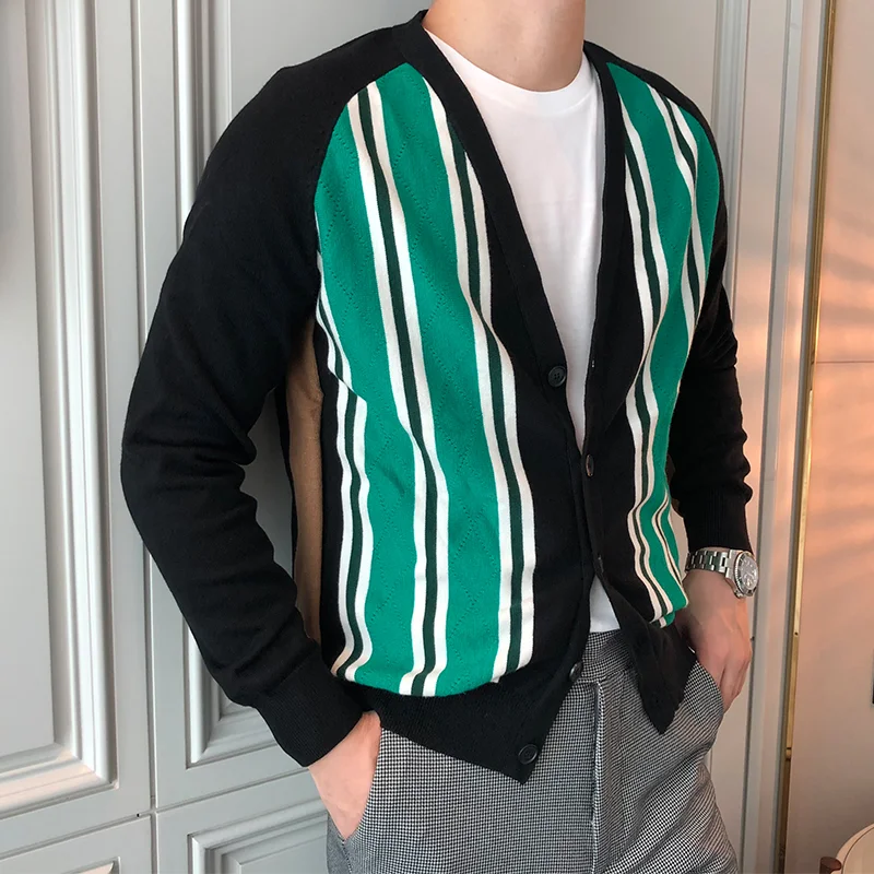 Men's Contrast Slim Fit Knit Cardigan