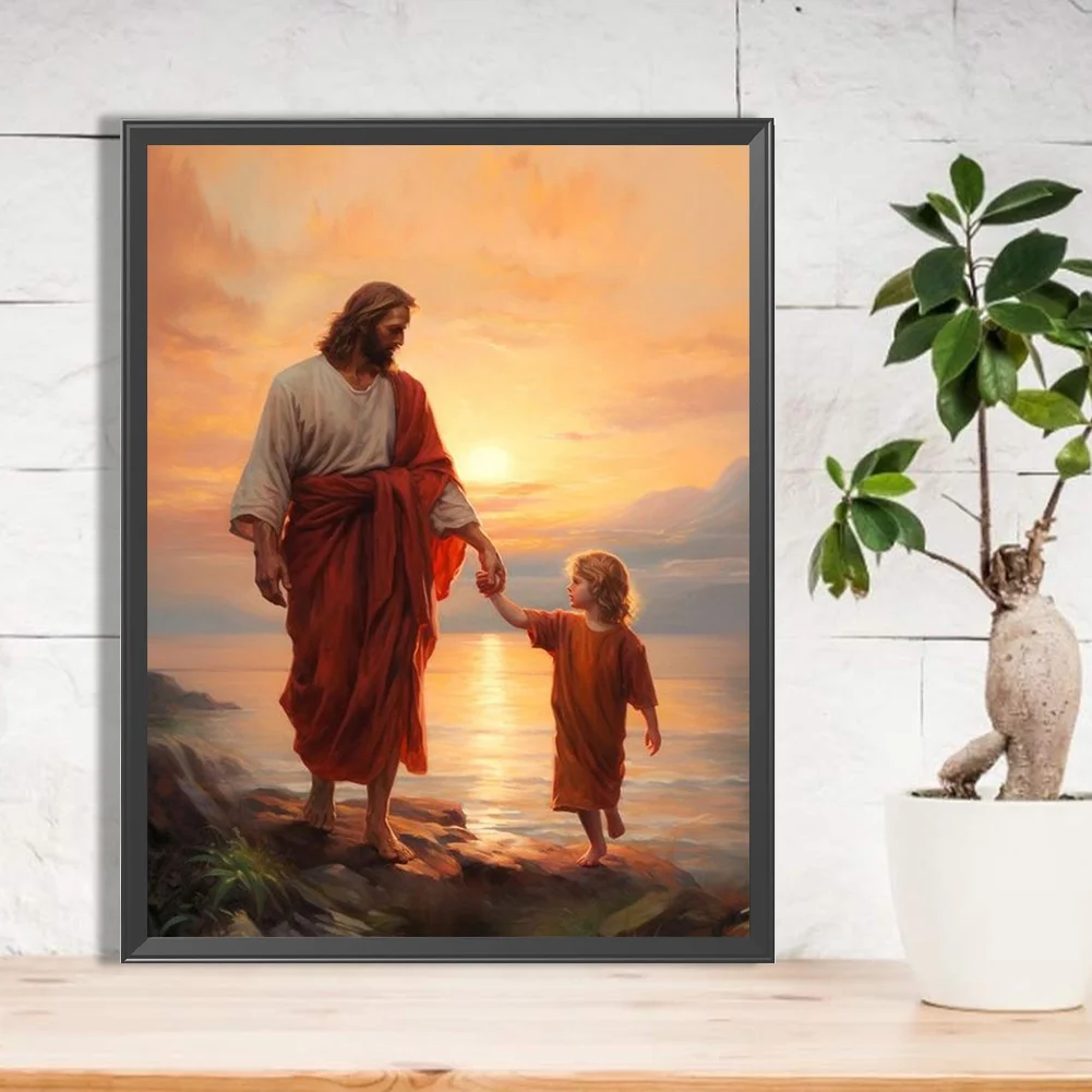 Diamond Painting - Full Round Drill - Sunset Jesus(Canvas|30*40cm)