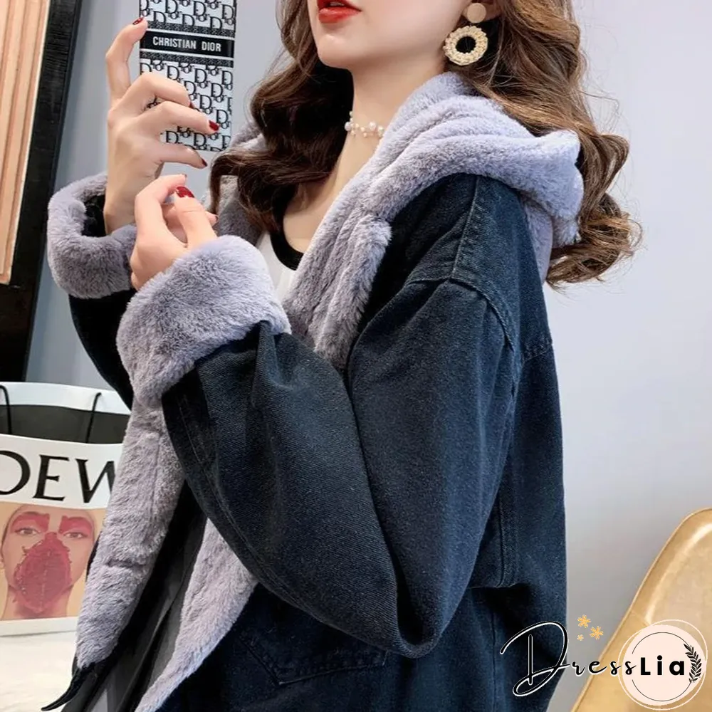 Denim Padded Loose Lazy Wind Coat Women