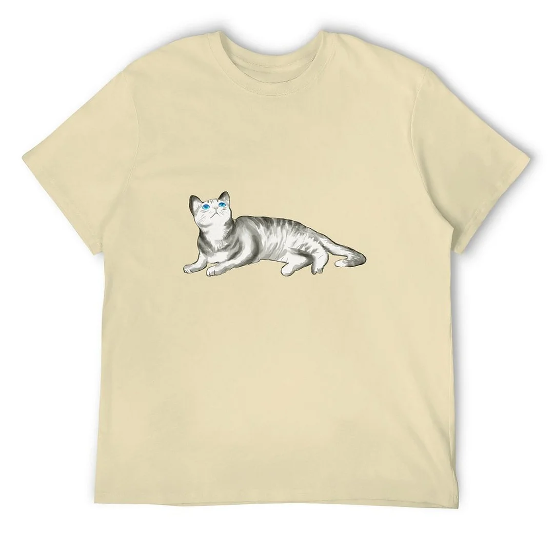 Women plus size clothing Printed Unisex Short Sleeve Cotton T-shirt for Men and Women Pattern Cat lazing around-Nordswear