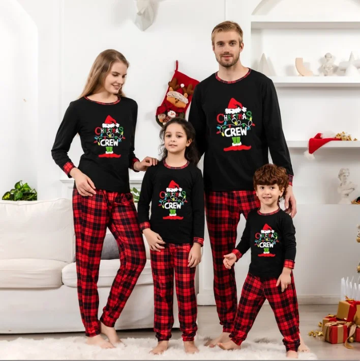 Christmas Crew Print Family Matching Pajamas Set