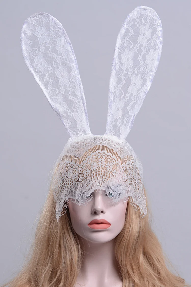 Lace Rabbit Ears Red Masquerade Mask