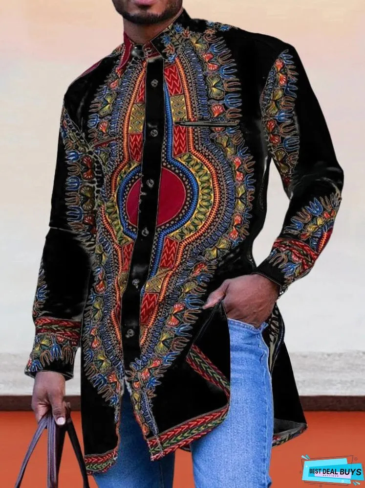 Ethnic style Graphic Long Shirt