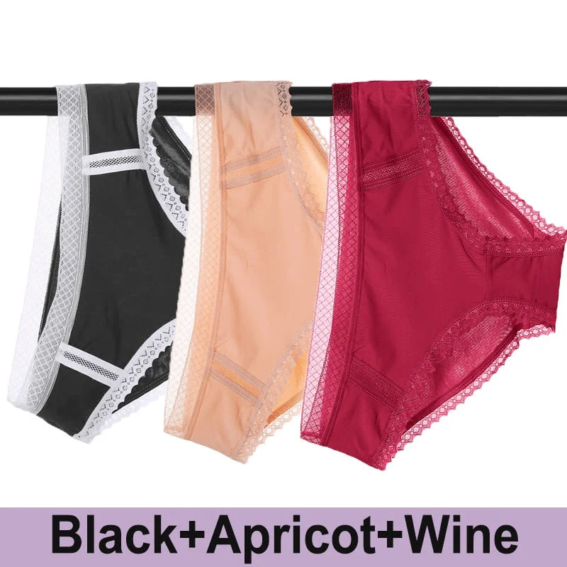 3PCS/Set Seamless Panties Sexy Lace Underwear Women Panties Female Underpants Briefs For Woman Pantys Intimates Lingerie M L XL
