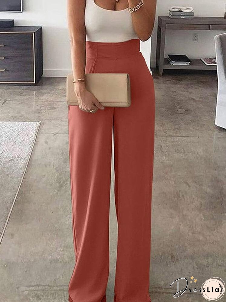 Solid Color Sleeveless Casual Jumpsuit