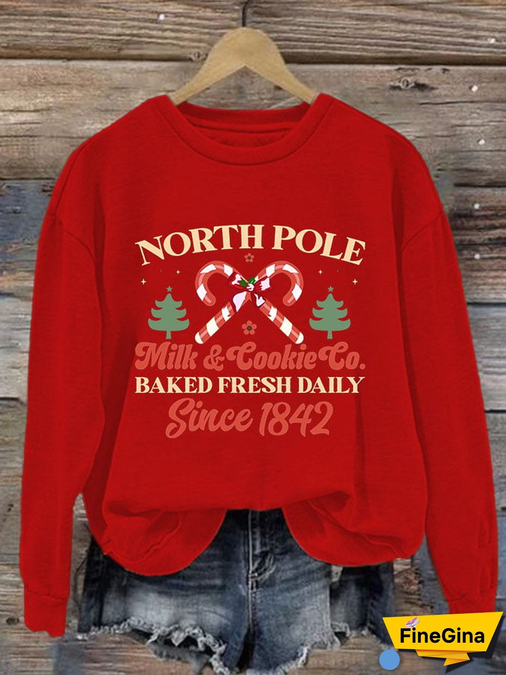 Women's North Pole Milk & Cookie Co Baked Fresh Daily Since 1842 Print Sweatshirt