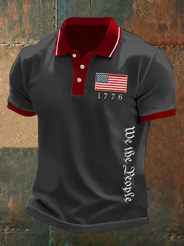 Men's We The People Fourth Of July America 1776 Patriotic Polo Shirt