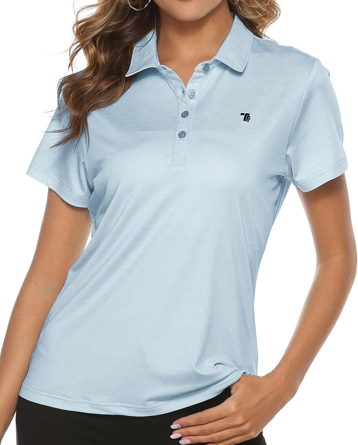 Women's Golf Polo Short Sleeve Shirts Lightweight Moisture Wicking Collared T Shirt Quick Dry 4-Button