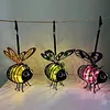 Painted Iron Bee Sculpture Metal Insect Garden Hanging Ornament