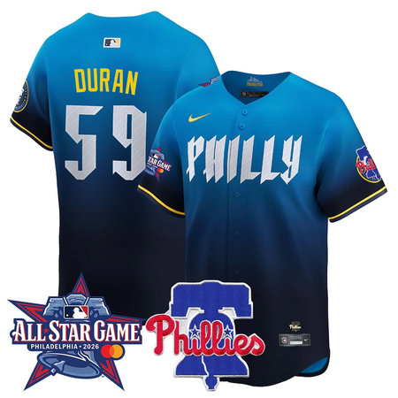 Men's Philadelphia Phillies #59 Jhoan Duran Blue 2026 MLB All-Star Jersey