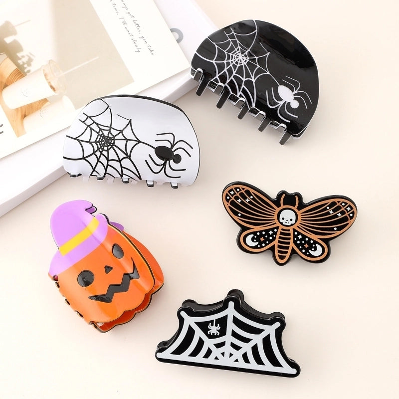 Halloween Cute Funny Women's Pumpkin Spider Web Acetic Acid Sheets Stoving Varnish Hair Claws