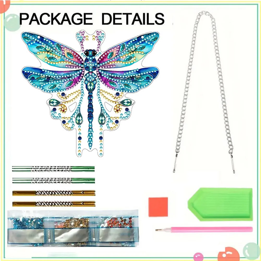 Acrylic Special Shape Dragonfly DIY Diamond Painting Wind Chimes for Window Wall