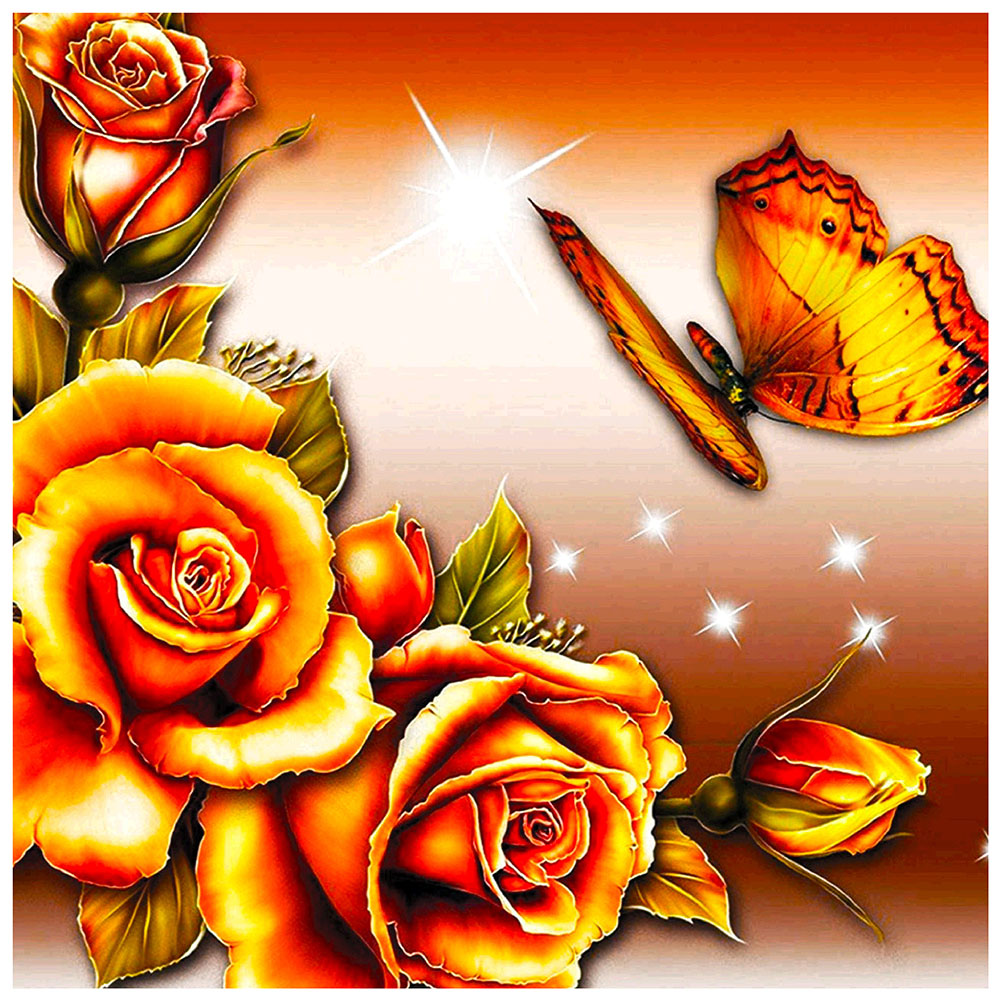 

40*40CM - Round Drill Diamond Painting - Yellow Rose, 501 Original