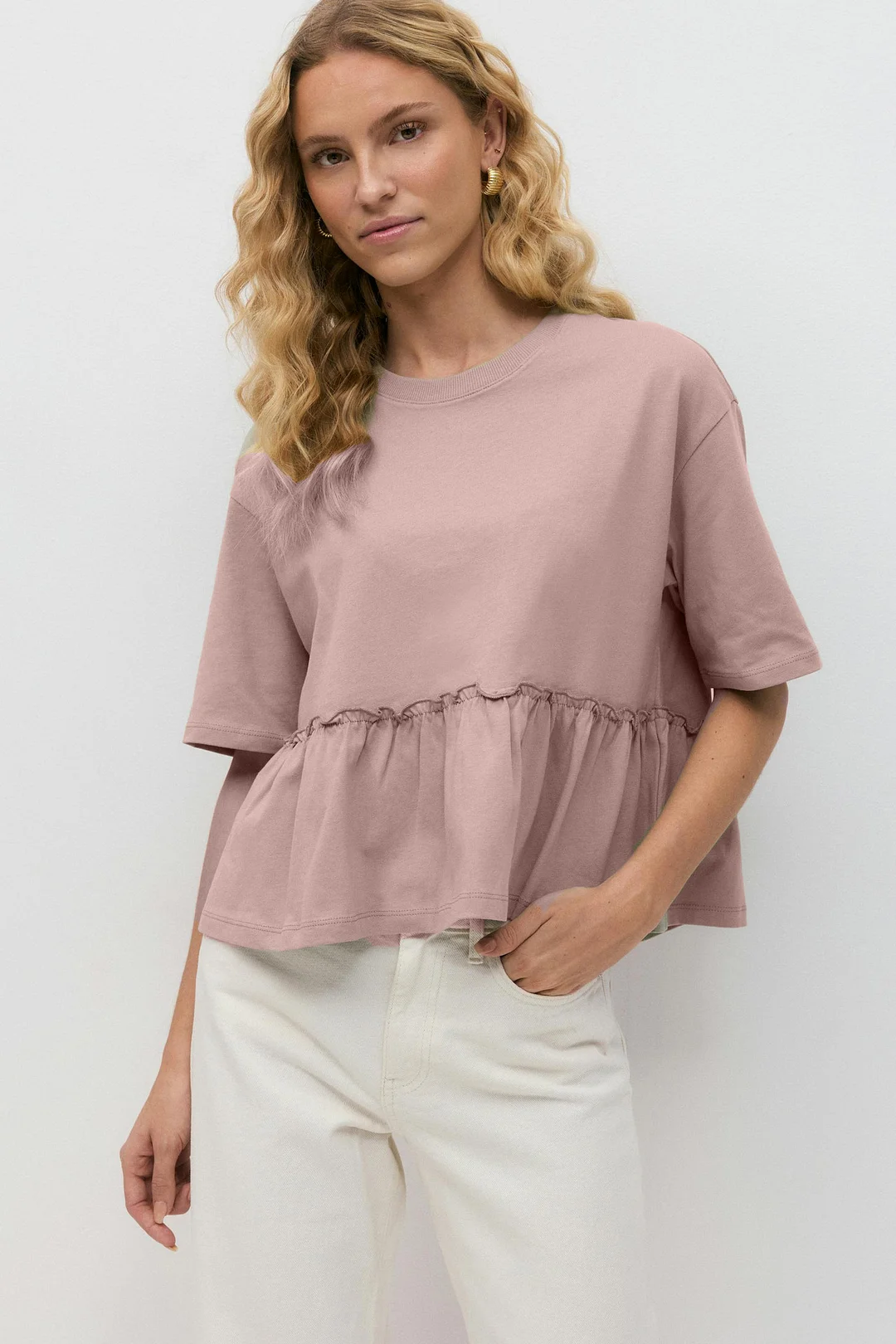 Athvotar Athvotar Spring And Summer New Pure Cotton Collar 100-Fold T-Shirt Top Women Soft And Loose Leisure Top