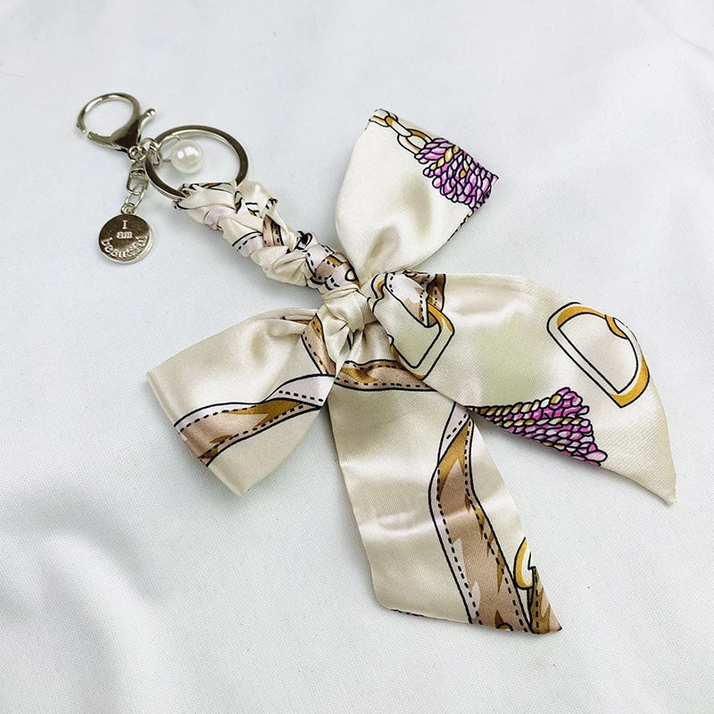 Sweet Minimalist Bow Knot Cloth Metal Unisex Bag Pendant Keychain