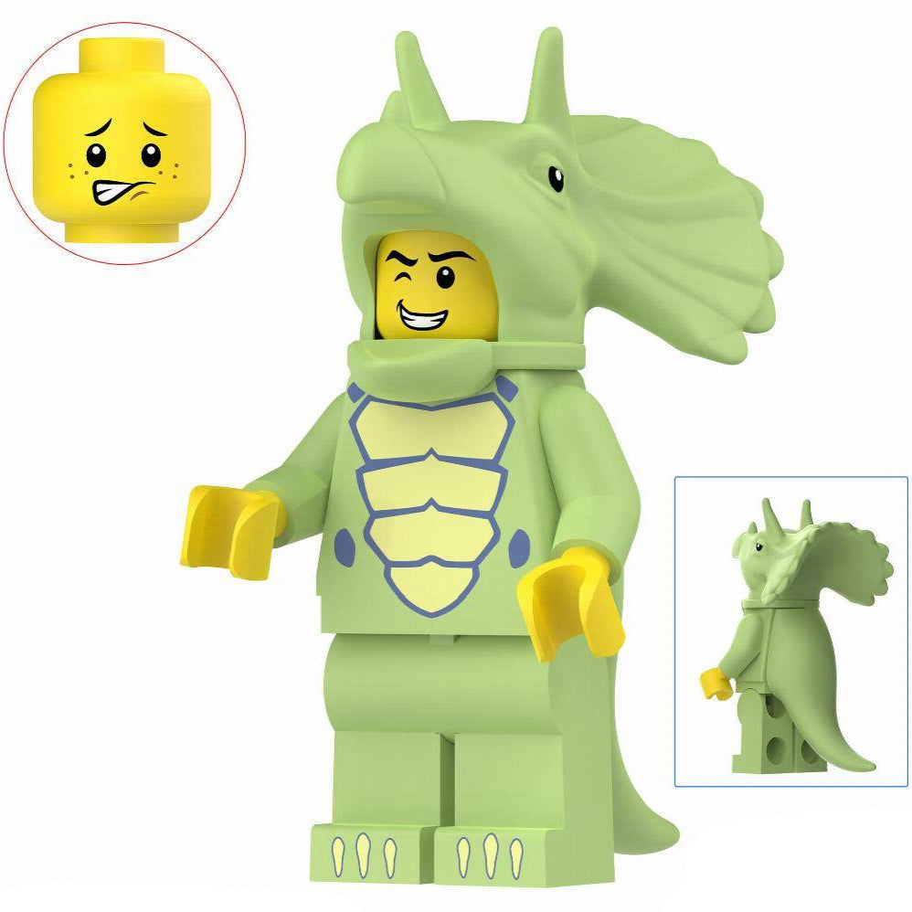 Green Triceratops Costume Fan Custom Minifigure Minifigure Bricks monstertoys
