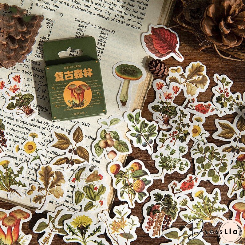 Boxed Stickers Retro Forest Plant Pocket Book