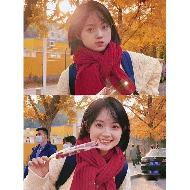 Women’s Minimalist Solid Color Knit Winter Scarves