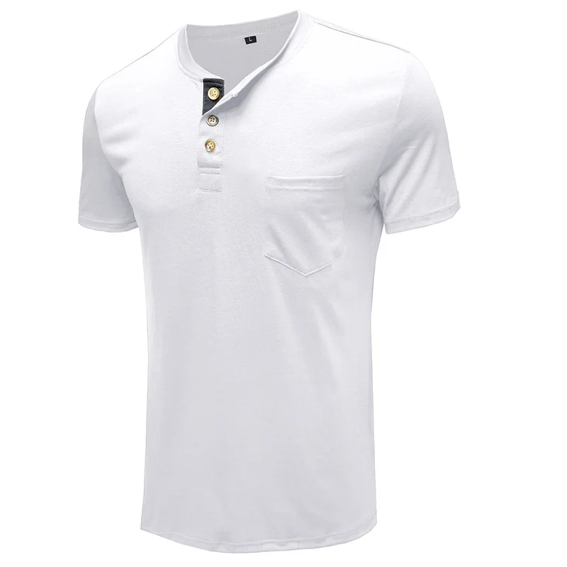 Men's Polo Henley Shirt Solid Color Short Sleeve  Tough Men Wear Khaki & 6 More Colors