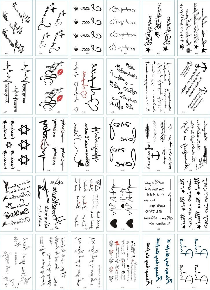 30Pcs/Set No Repeat Temporary Tattoo Stickers Waterproof Arm Clavicle Body Art Sticker Disposable butterfly tatouage temporaire