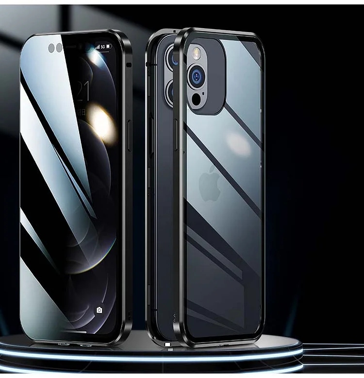 Dwustronne etui ze szkła magnetycznego zapewniające prywatność i prywatność na iPhone'a