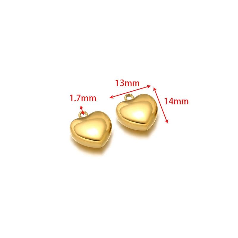 5 PCS/Package 14*17mm 304 Stainless Steel Heart Shape Pendant Jewelry Accessories