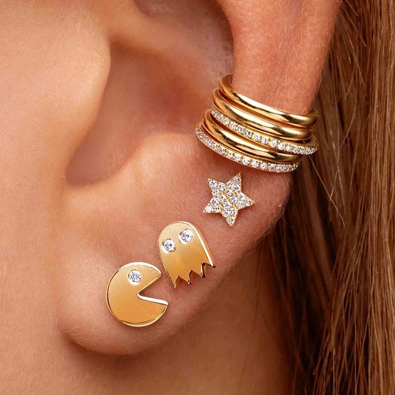 1 Pair IG Style Star Brass Zircon Ear Cuffs Ear Studs