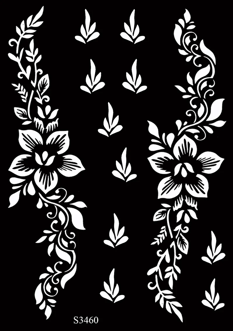 Sdrawing Tattoo Stencils Reusable Painting Stencil for Hand Body Art Flower Temporary Tattoo Template Sleeve Wedding Bride Beauty
