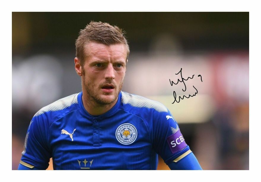 JAMIE VARDY - LEICESTER CITY AUTOGRAPH SIGNED PP Photo Poster painting POSTER
