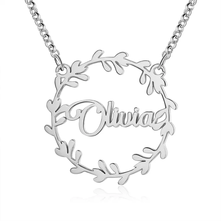 Christmas Wreath Name Necklace Personalized 1-4 Name Necklaces