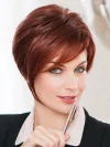 Wine Red Short Straight Pixie Cut Wig with Slant Bangs