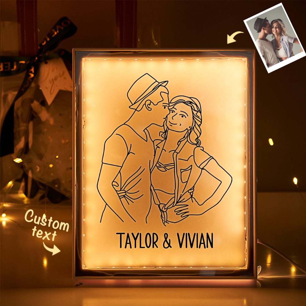 Loveyoufancy Custom Gift Portrait Night Light Photo Night Light Mirror Light Anniversary Gifts for Her