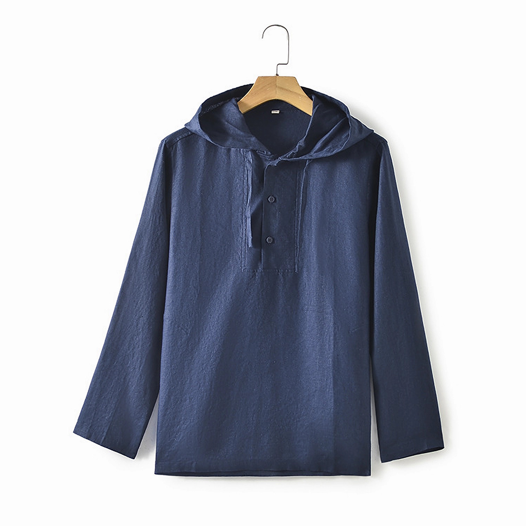 100% European Linen Men's Loose Hoodie REAL SILK LIFE