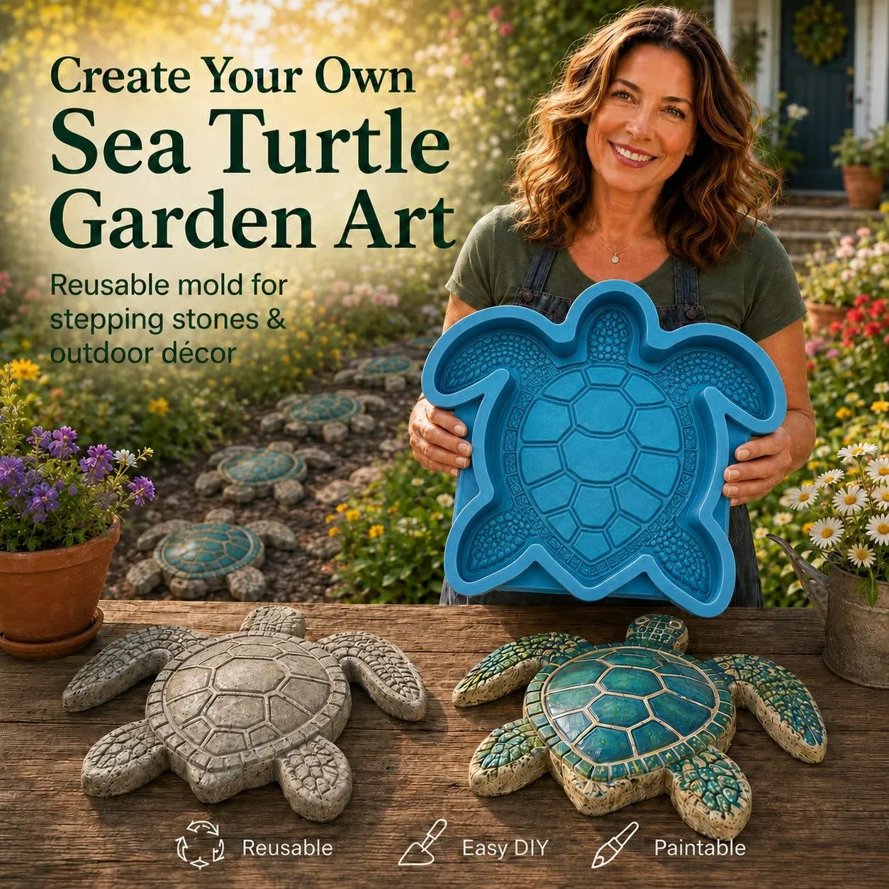 🪼Marine Animal-Shaped Garden Stepping Stone Mold Set &ndash; Reusable
