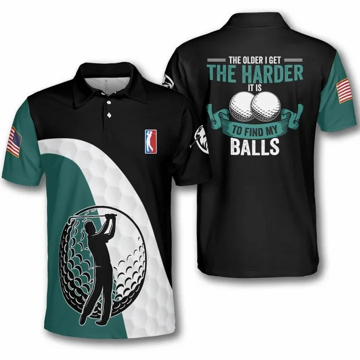 Golf Green Curve The Older I Get The Harder It Is To Find My Balls Polo Shirt For Men
