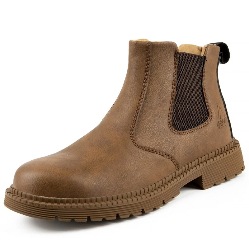 Leather Work & Safety Boots Men Chelsea Boots Indestructible Male Work Shoes Men Winter Boots Safety Shoes Men Steel Toe Shoes