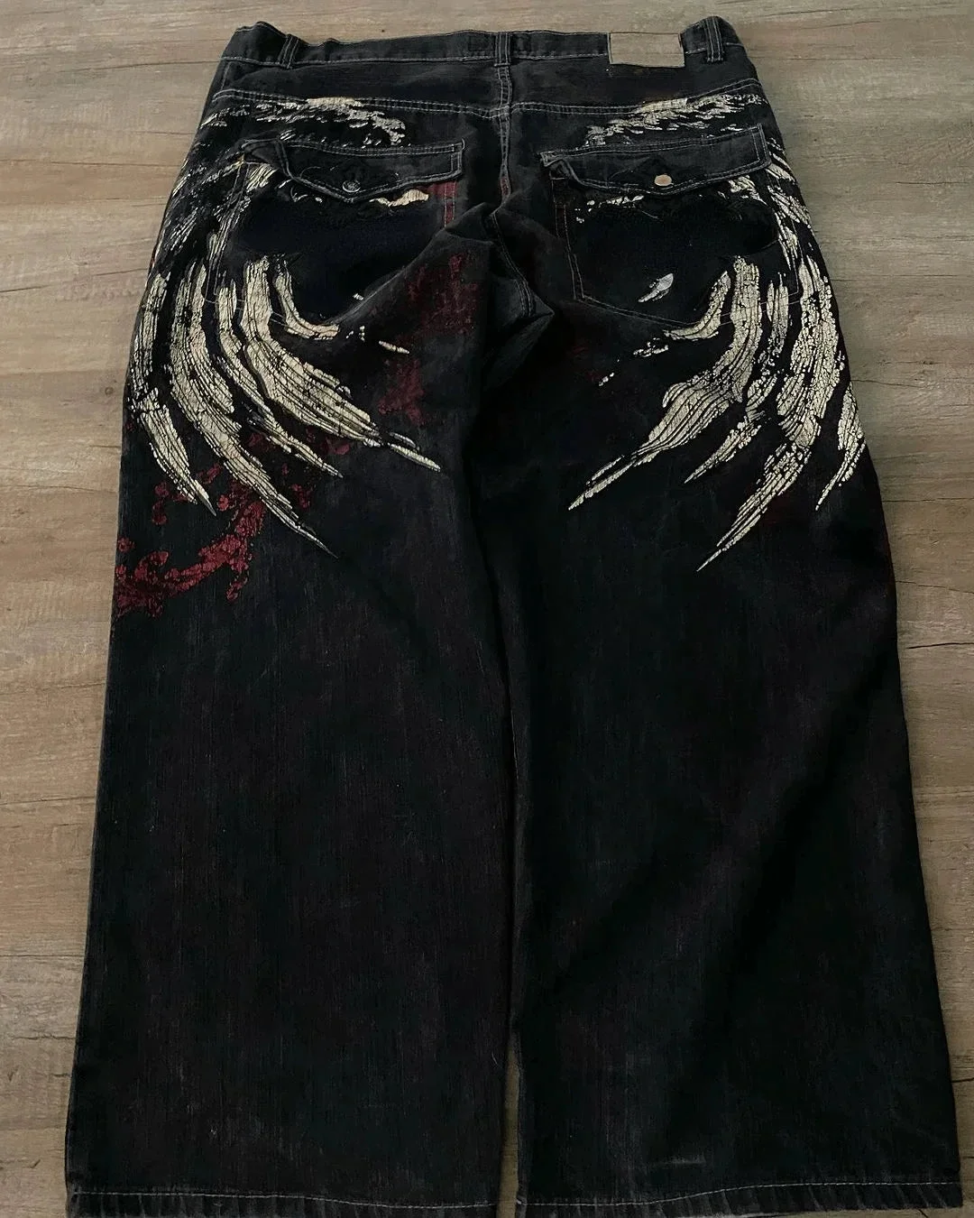 Aonga Y2k Jeans Men Fashion Hip Hop Street Retro Luminous Water Brick Embroidered Denim Pants Straight Leg Wide leg Jeans Streetwear aonga
