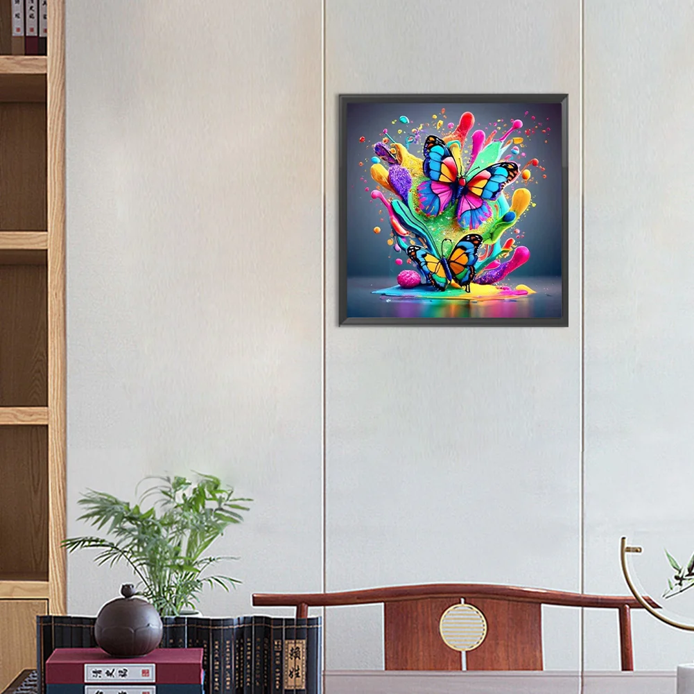 Diamond Painting - Full Round Drill - Colorful Butterfly(Canvas|30*30cm)