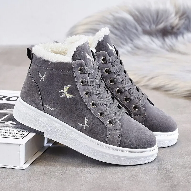 Winter Sneakers Women Ankle Snow Boots Female Platform High Top Women's Sneakers Fur Casual Shoes Woman Vulcanized basket femme