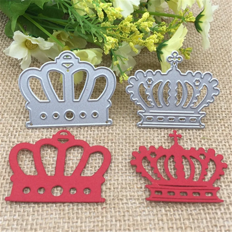 2Pcs Crown Metal Cutting Dies Stencil Scrapbooking Photo Album Card Paper Embossing Craft DIY