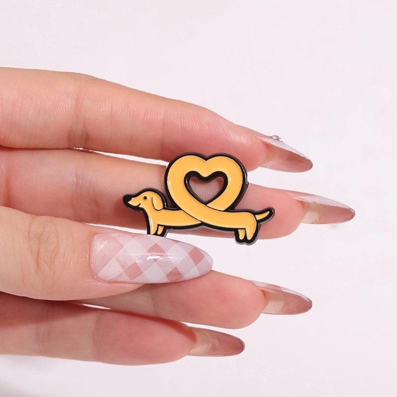Cute Pin Dog Heart Shape Alloy Plating Unisex Brooches