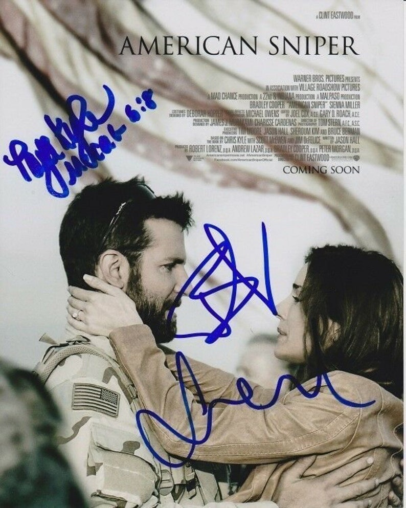 Taya kyle bradley cooper sienna miller signed american sniper 8x10 Photo Poster painting