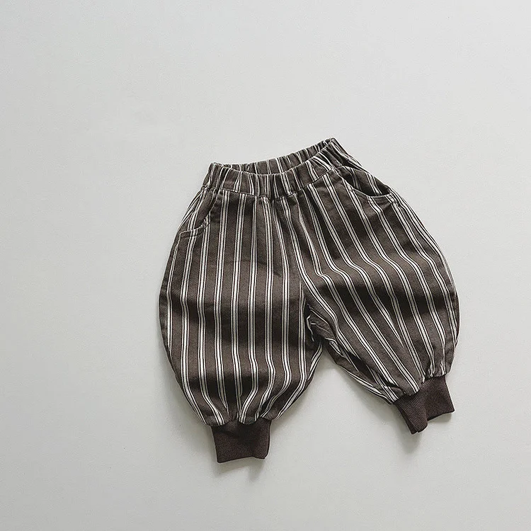 Toddler Simple Vertical Striped Jogger Pants