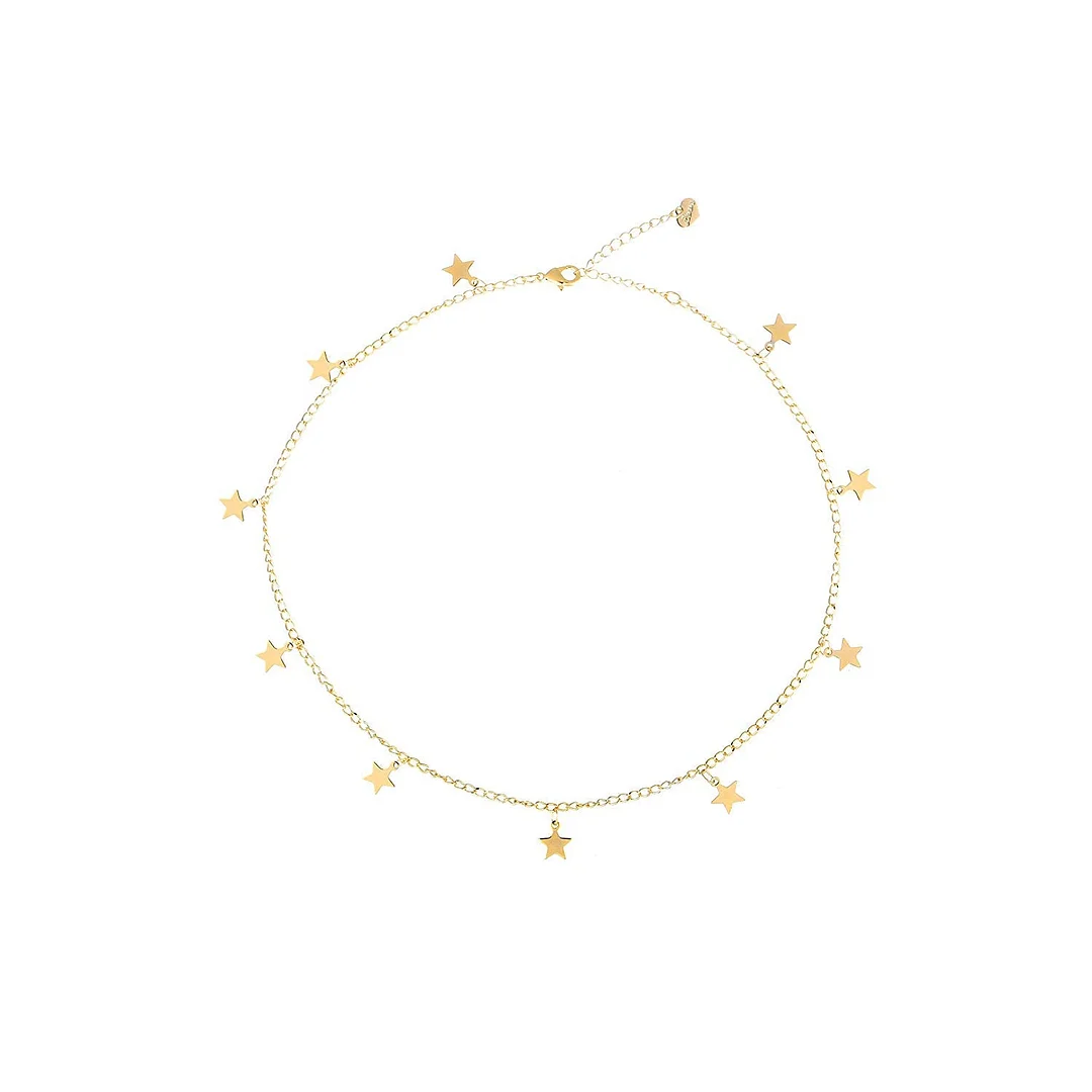 Handmade Simple 14K Gold Plated/Silver Plated and Titanium Steel Butterfly Delicate Dainty Star and Bead Chain Thin Heart Pendant Choker Necklace for Womens