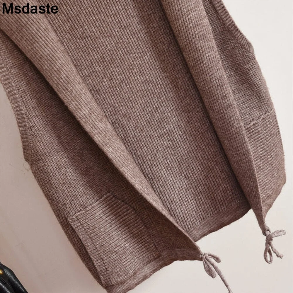 Knitted Sweater Vest Cardigan Shrugs Top Hooded Short Sleeveless Shrug Outerwear Autumn Fall Sweaters Women Casual Female Tops